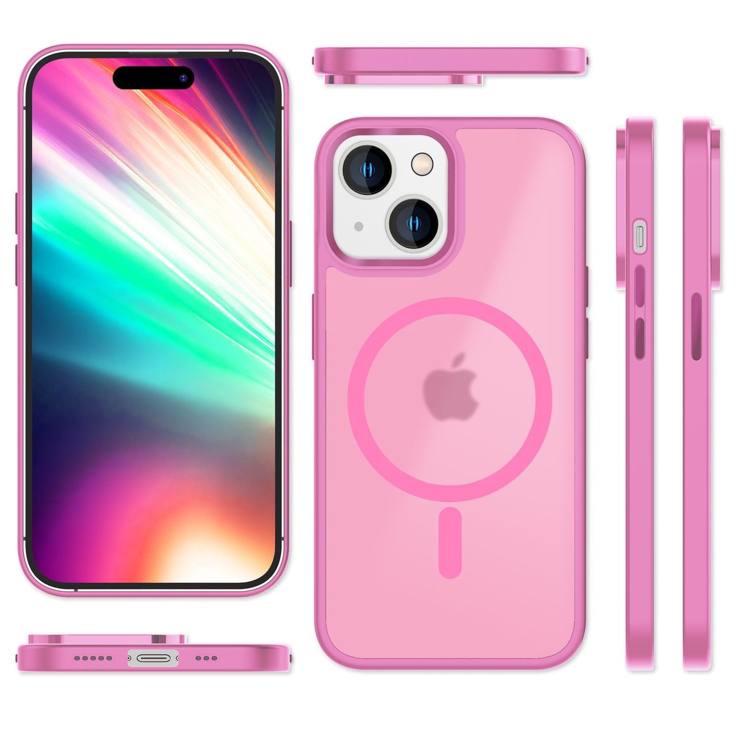 MagSafe Hülle Hybrid für iPhone 15 Frosted Hard Case Schutz Rand Handyhülle Etui